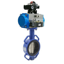 Bundor ANSI DIN JIS 150LB PN16 wafer type pneumatic actuators control butterfly valve